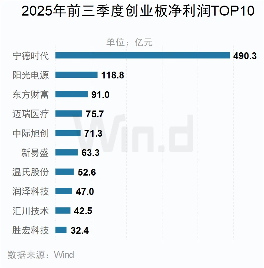 2025年前三季度創(chuàng)業(yè)板凈利潤TOP10公司 2025年前三季度創(chuàng)業(yè)板凈利潤TOP10公司