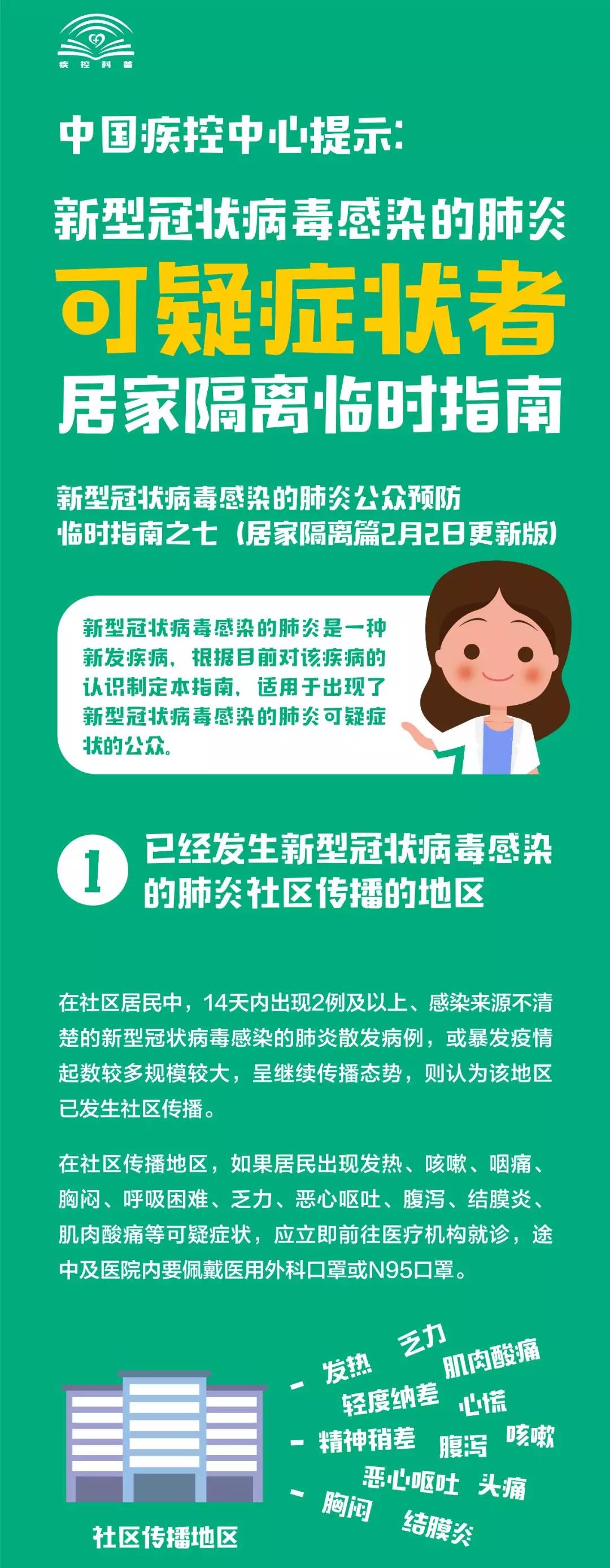 中國疾控中心提示：可疑癥狀者的居家隔離怎么做？