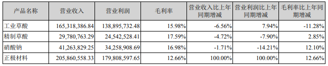 占公司主營業務收入或主營業務利潤 10%以上的產品情況