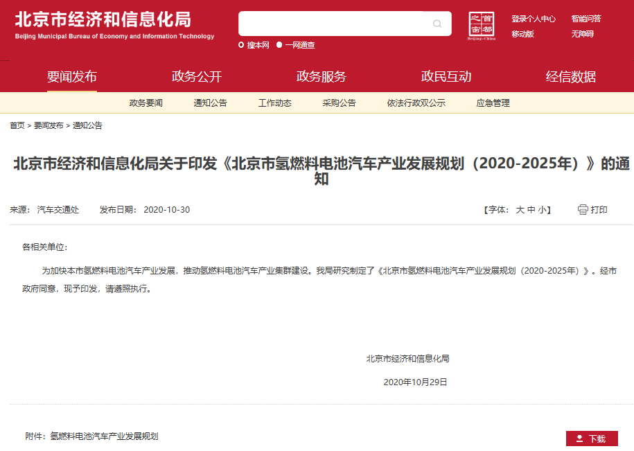 北京規(guī)劃2025年前氫燃料電池汽車推廣量突破1萬輛 建成加氫站74座