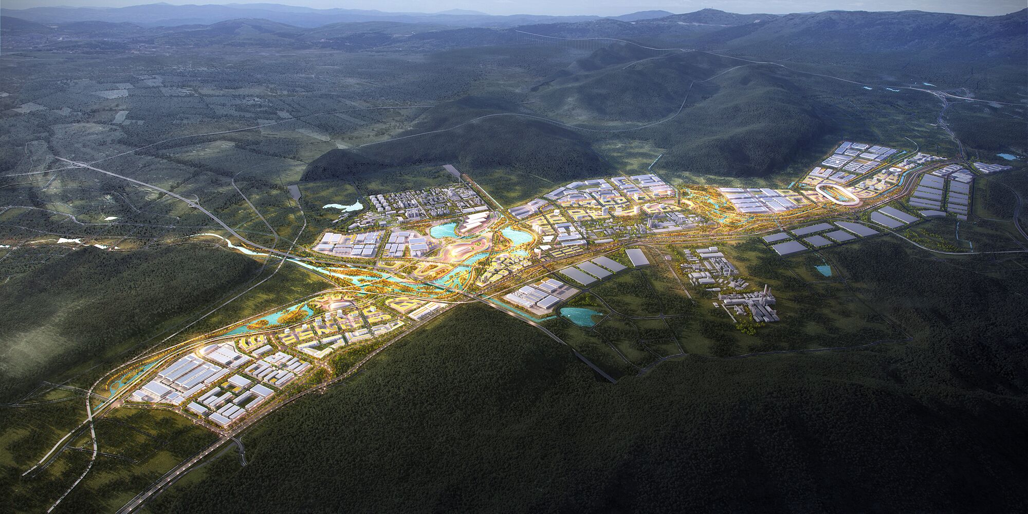 昆明安寧新能源電池產(chǎn)業(yè)工業(yè)園區(qū)規(guī)劃俯瞰圖